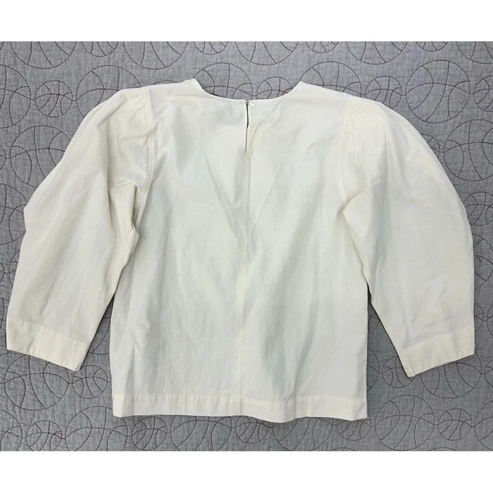 Madewell Crepe‎ Puff-Sleeve Seamed Top Ivory / Women's Small